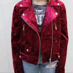 Forever 21 Crushed Velvet Red Jacket